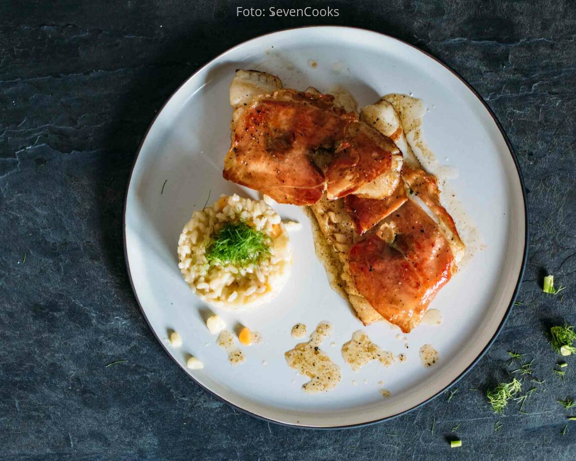 Flexitarisches Rezept: Zanderfilet Saltimbocca mit Fenchelrisotto_3