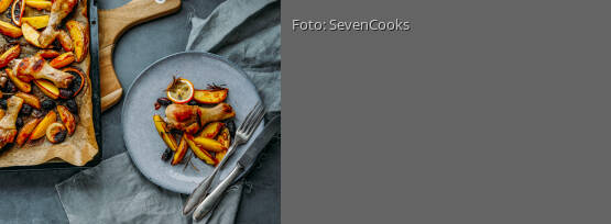 Rezeptbild für "Zitronen Hähnchen mit schwarzen Oliven und Kartoffeln"