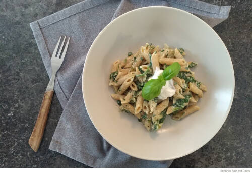 Food-Foto, welches mit einem Tuch und einer Gabel aufgewertet wurde