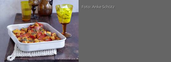 Rezeptbild für "Gebackene Hokkaidowürfel"