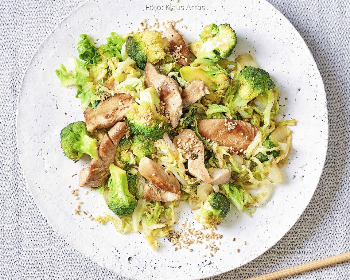 Gebratener Chinakohl mit Pute