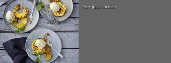 Rezeptbild für "Gegrillte Ananas mit Basilikum-Limetten-Sorbet"