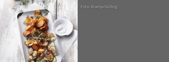 Rezeptbild für "Gemüsechips aus dem Ofen mit Thymian und Knoblauch"