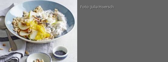 Rezeptbild für "Gerstengrütze mit Aprikosenmark und Pinienkernen"
