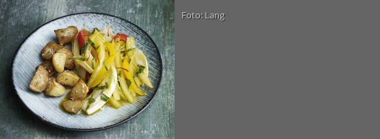 Rezeptbild für "Geschmortes Safrangemüse mit Röstkartoffeln"