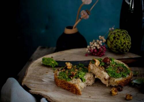Grünkohl-Pesto als Brotaufstrich.