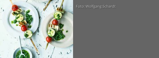 Rezeptbild für "Halloumi-Spieße mit Zhug-Sauce"