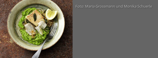 Rezeptbild für "Heilbutt auf Erbsenstampf"