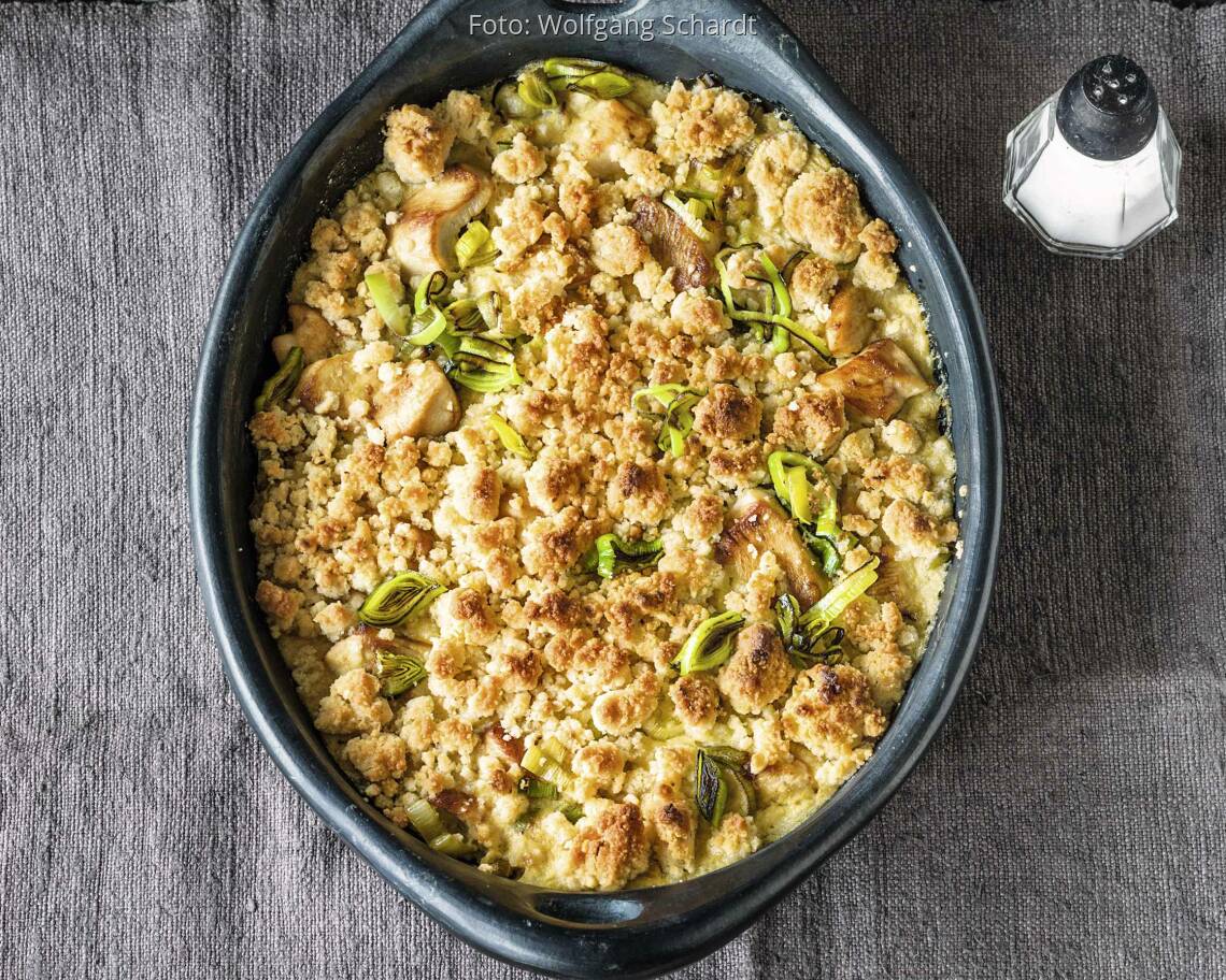 Hähnchen-Lauch-Crumble