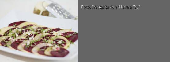 Rezeptbild für "Rote Bete Carpaccio mit Apfel und frischem Meerrettich"