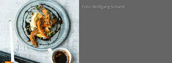 Rezeptbild für "Knusper-Kürbis mit Linsen-Wurzel-Mus"