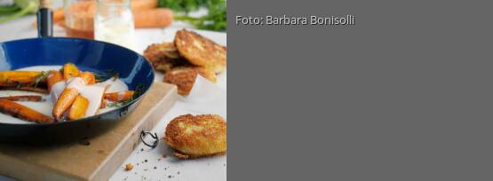 Rezeptbild für "Kohlrabischnitzel mit Honigmöhren"