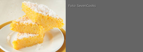 Rezeptbild für "Kokos-Grießschnitte in Orangensauce – vegan"