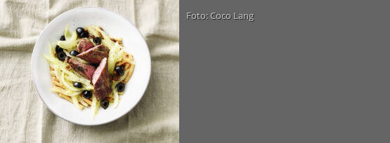 Rezeptbild für "Lammfilets mit Fenchel-Oliven-Gemüse"