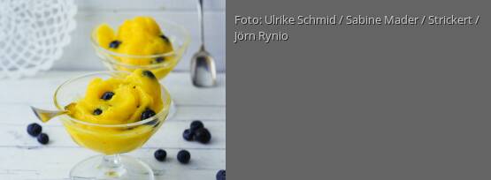 Rezeptbild für "Mango-Orangen-Ingwer-Sorbet mit Heidelbeeren"