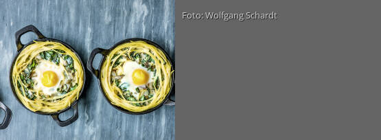 Rezeptbild für "Nudelnester mit Spiegelei"
