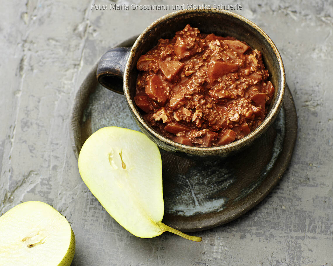 Overnight Oats mit Schoko und Birne