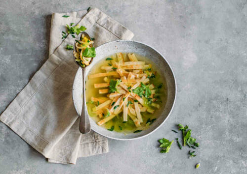 Pfannkuchen-Suppe aus dem Corona-Kochplan.