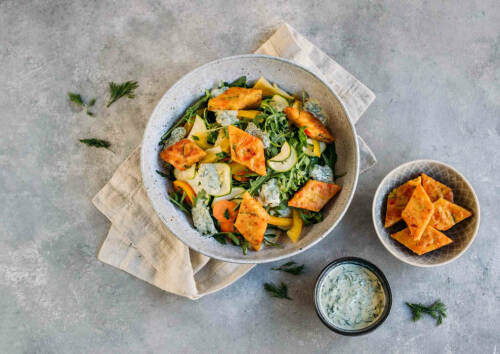 Pfannkuchenrauten auf Salat aus dem Corona-Kochplan.