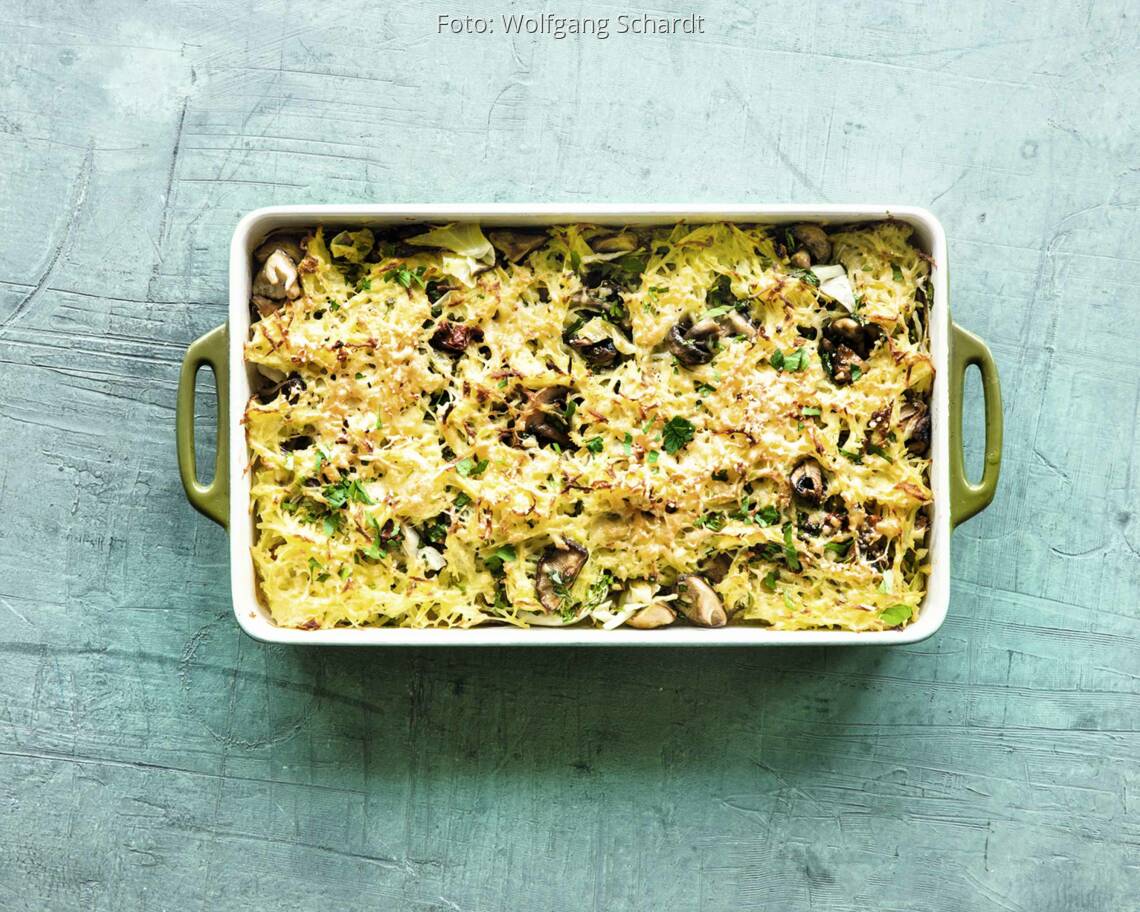 Pilzauflauf mit Röstikruste