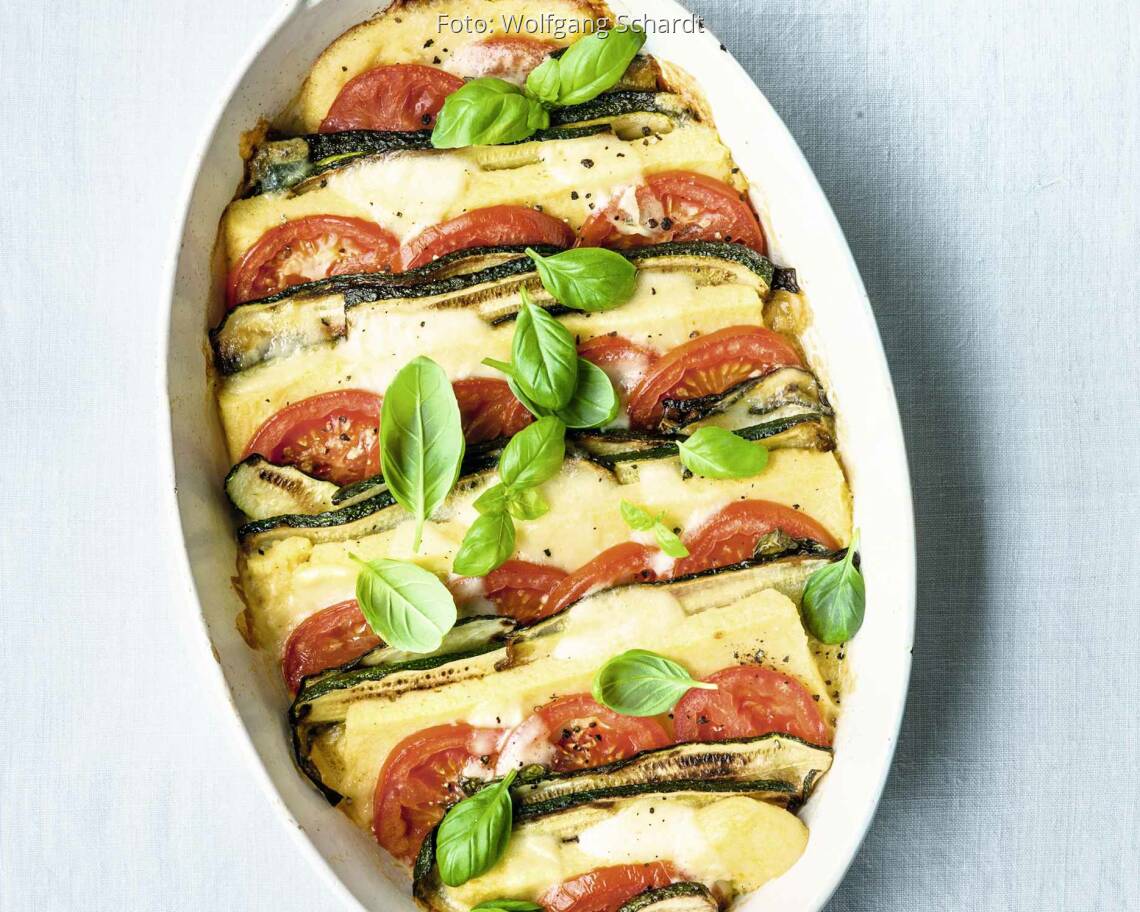 Polenta-Caprese-Auflauf