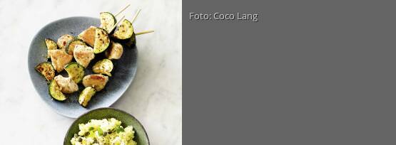 Rezeptbild für "Putenspieße mit Zitronen-Kapern-Püree"