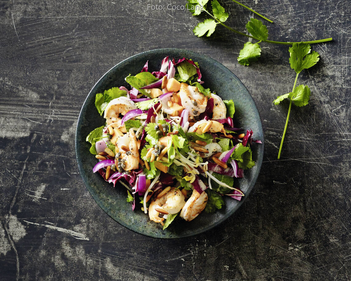 Radicchio-Salat mit Garnelen
