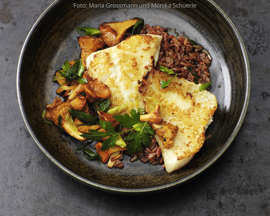 Rotbarsch auf Pfifferlingen