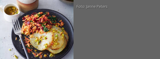 Rezeptbild für "Rote-Bete-Gewürzreis mit Ofenkohlrabi"