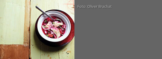 Rezeptbild für "Rote-Bete-Suppe mit tibetischen Momos"