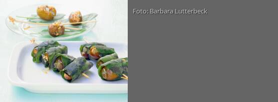 Rezeptbild für "Gefüllte Datteln im Salbeimantel"