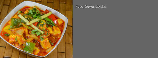 Rezeptbild für "Sabz Paneer – gemischtes Gemüse mit „Hüttenkäse“ – vegan"