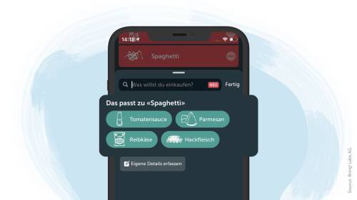 Ein Screenshot aus der Bring! App, der die intelligente Suche zeigt