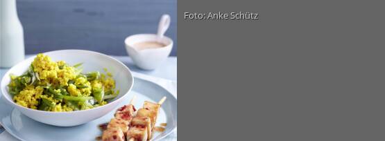 Rezeptbild für "Tofu-Saté mit Zuckerschotenhirse"
