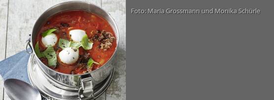 Rezeptbild für "Tomatensuppe mit Hack und Mozzarella"