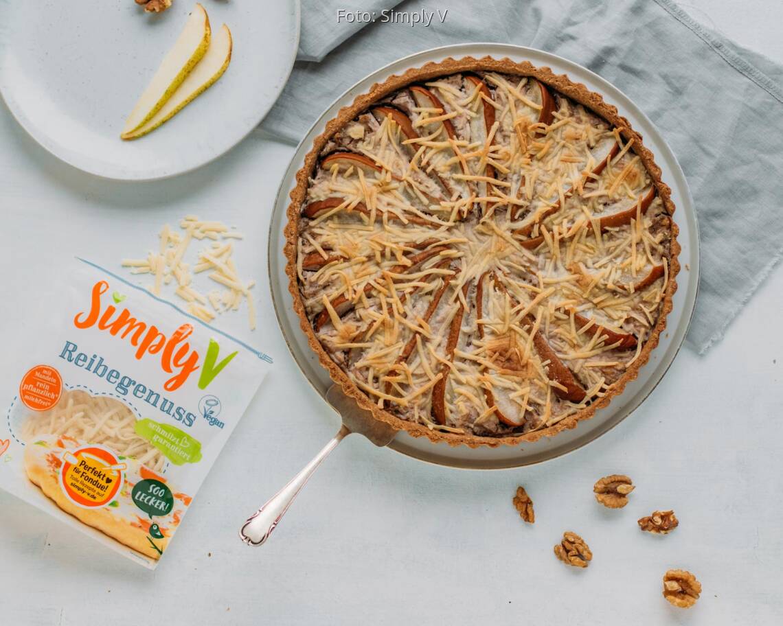 Veganes Rezept: Birnen-Quiche mit Walnüssen