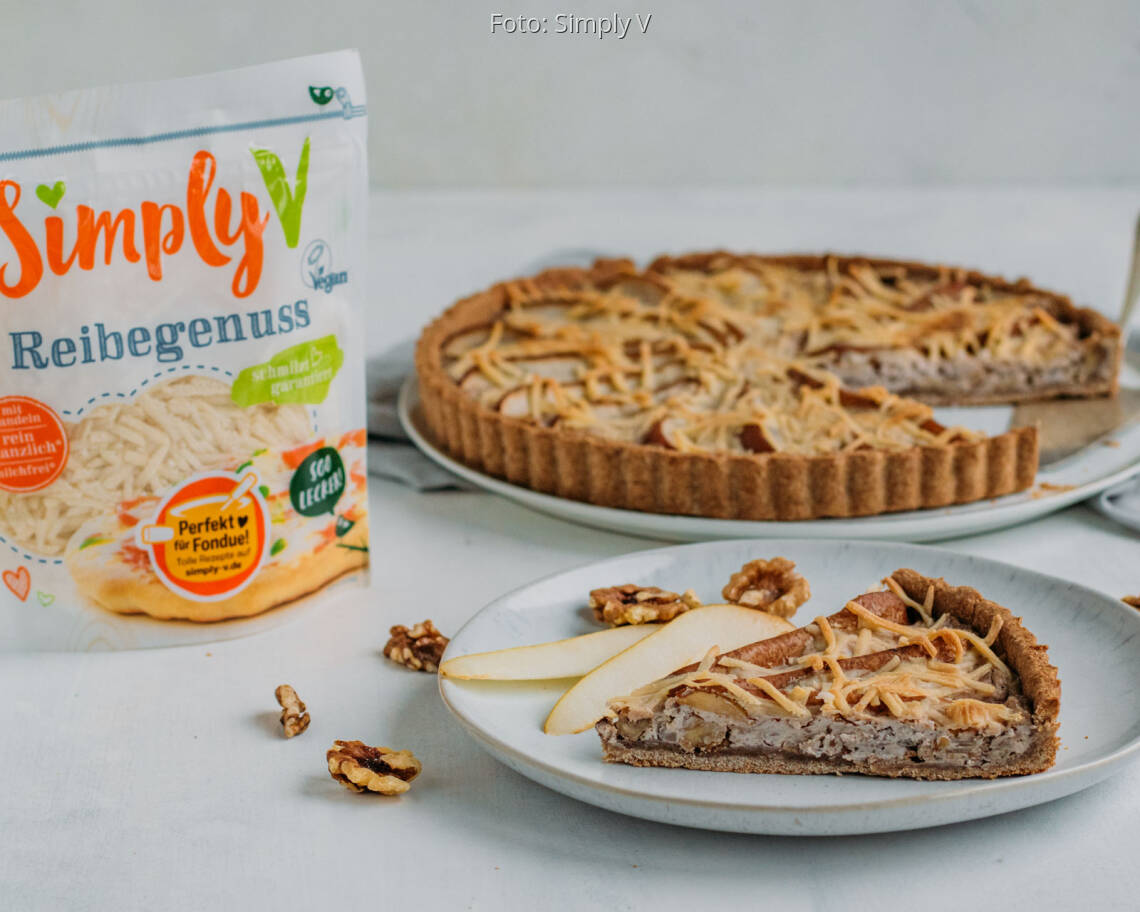 Veganes Rezept: Birnen-Quiche mit Walnüssen