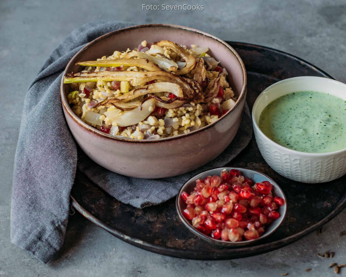 Veganes Rezept: Bulgurpfanne mit Fenchel und Granatapfel 3