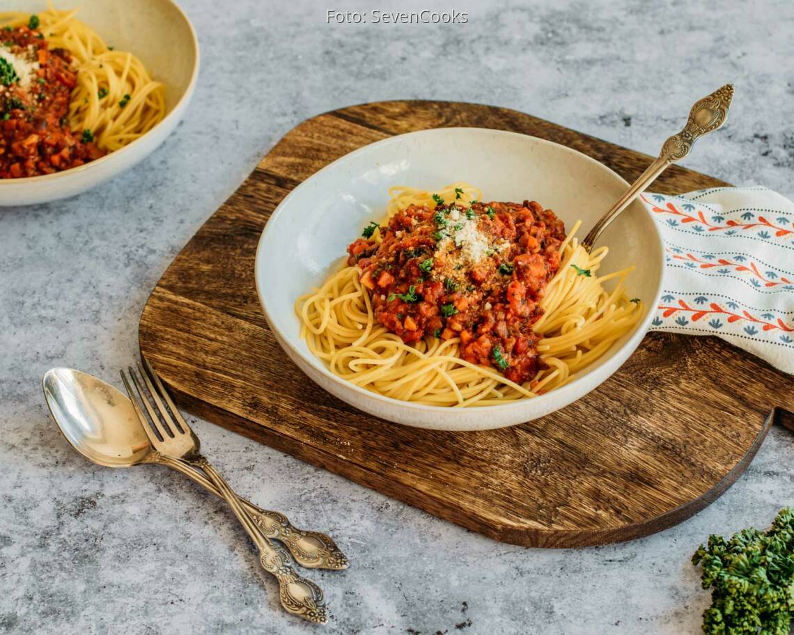 Veganes Rezept: Champignon-Bolognese mit Spaghetti 2
