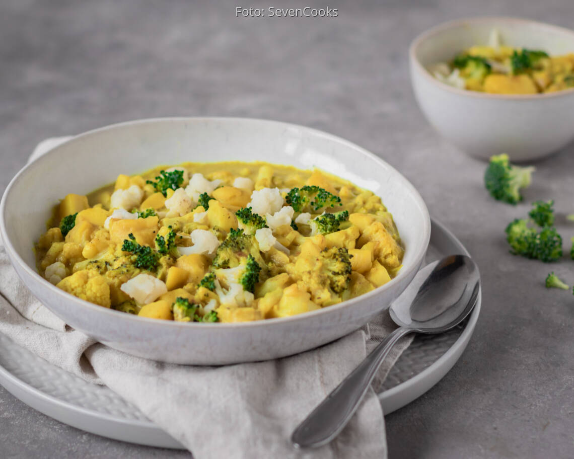 Veganes Rezept: Einfaches Gemüse-Curry in Kokosmilch 1