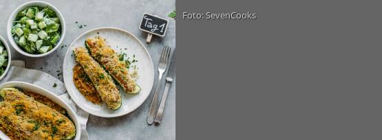 Rezeptbild für "Family Meal-Prep 1: Zucchinischiffchen mit Linsenfüllung"