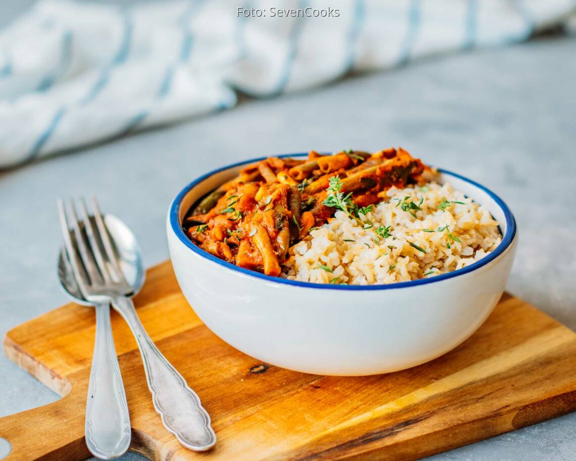 Veganes Rezept: Fasolakia mit Reis 3