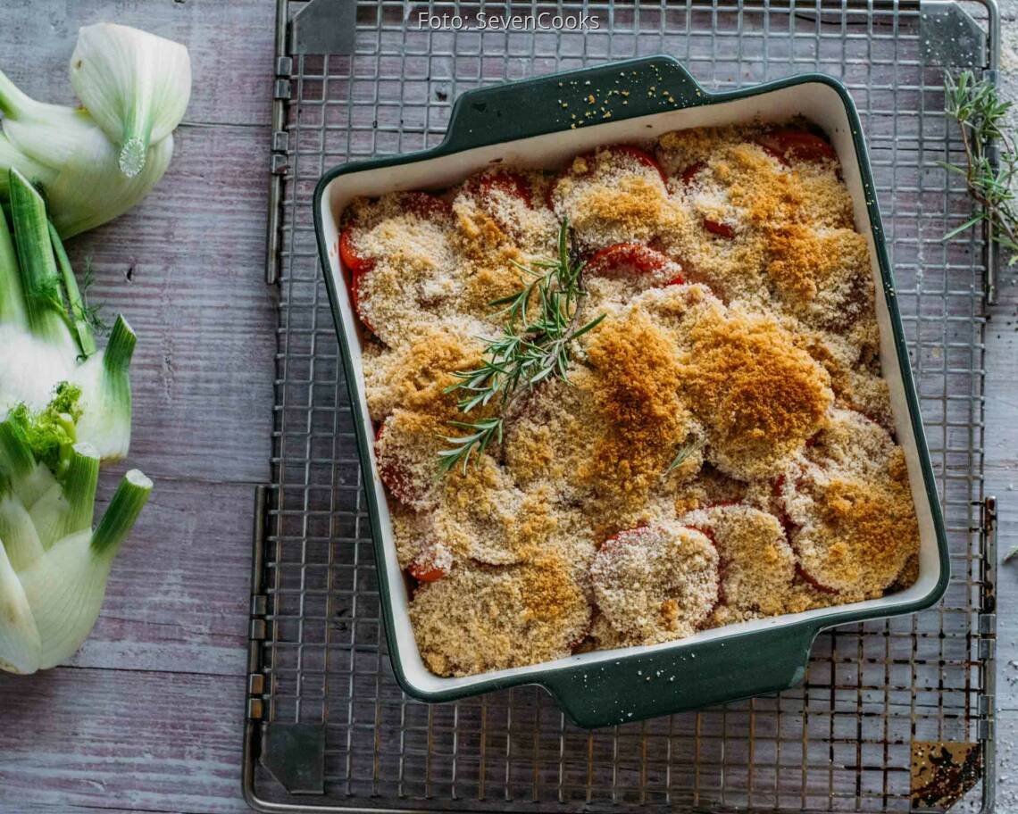 Veganes Rezept: Fenchel-Tomaten-Gratin mit Rosmarin 2