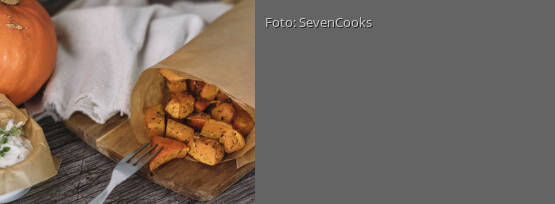 Rezeptbild für "Gebackene Kürbiswürfel"