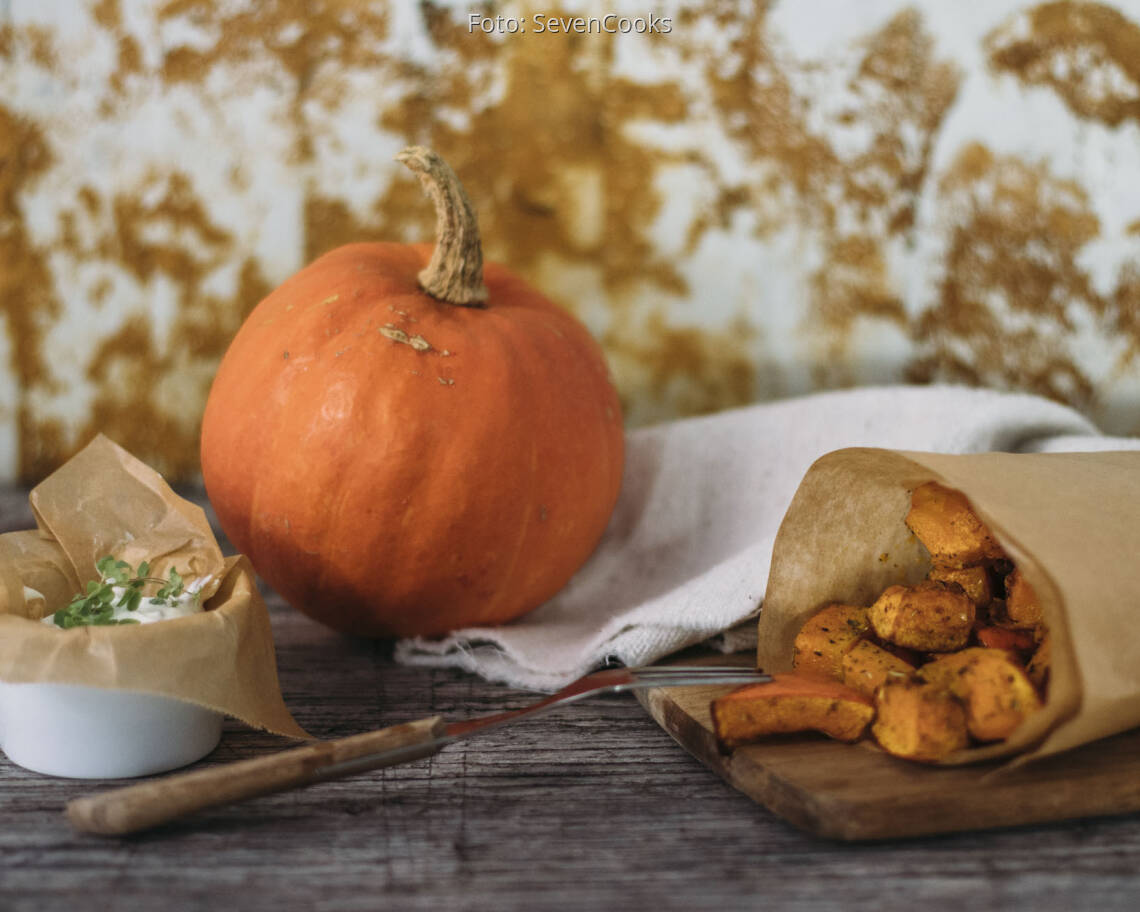 Veganes Rezept: Gebackene Kürbiswürfel