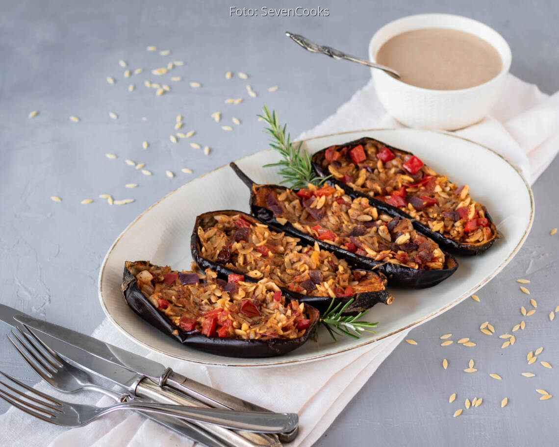 Veganes Rezept: Gefüllte Auberginen 1