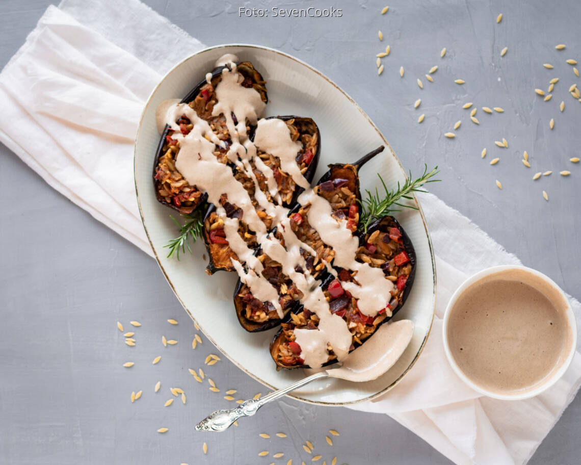 Veganes Rezept: Gefüllte Auberginen 2