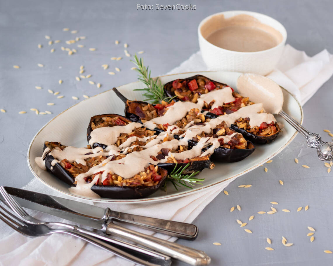 Veganes Rezept: Gefüllte Auberginen 3