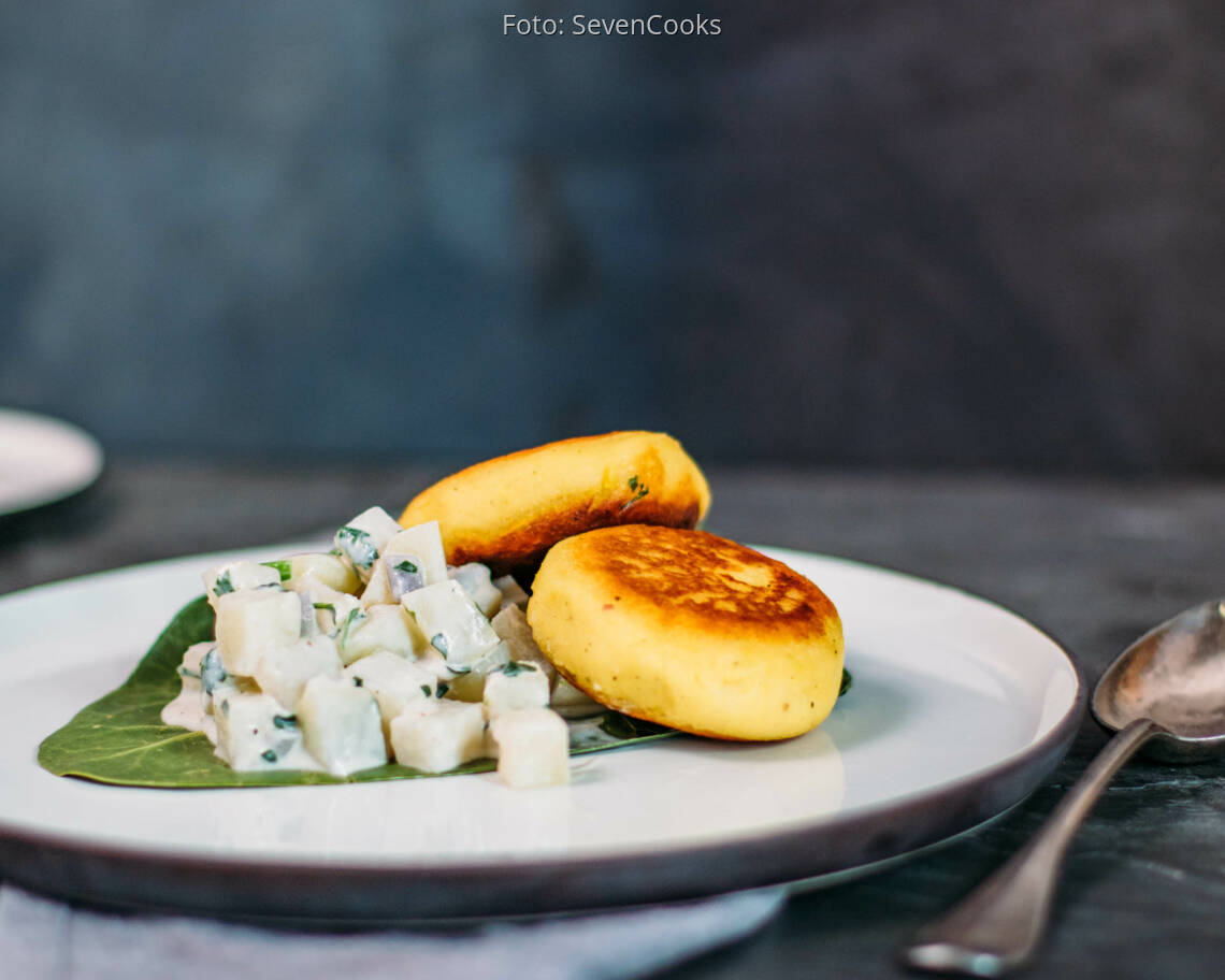 Veganes Rezept: gefüllte Kartoffelküchlein mit Kohlrabiragout 1