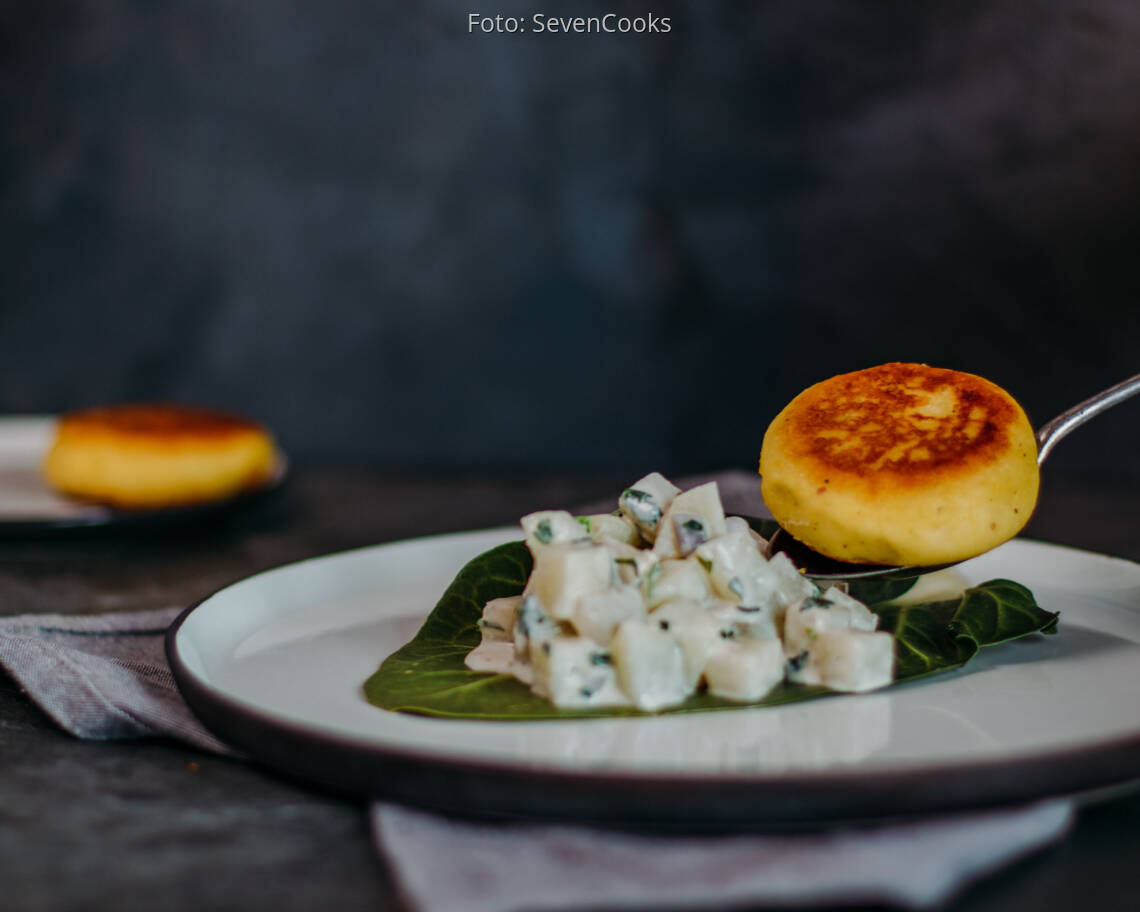 Veganes Rezept: gefüllte Kartoffelküchlein mit Kohlrabiragout 2